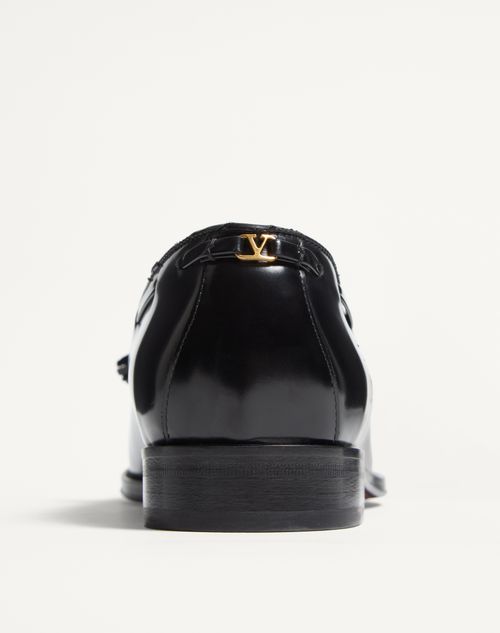 Valentino Garavani - Bowshire Loafer Aus Glänzendem Kalbsleder - Schwarz - Mann - Loafers Und Drivers